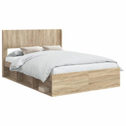 Letto matrimoniale | Letto per adulti | Struttura del letto con stoccaggio e testata Rovere Sonoma