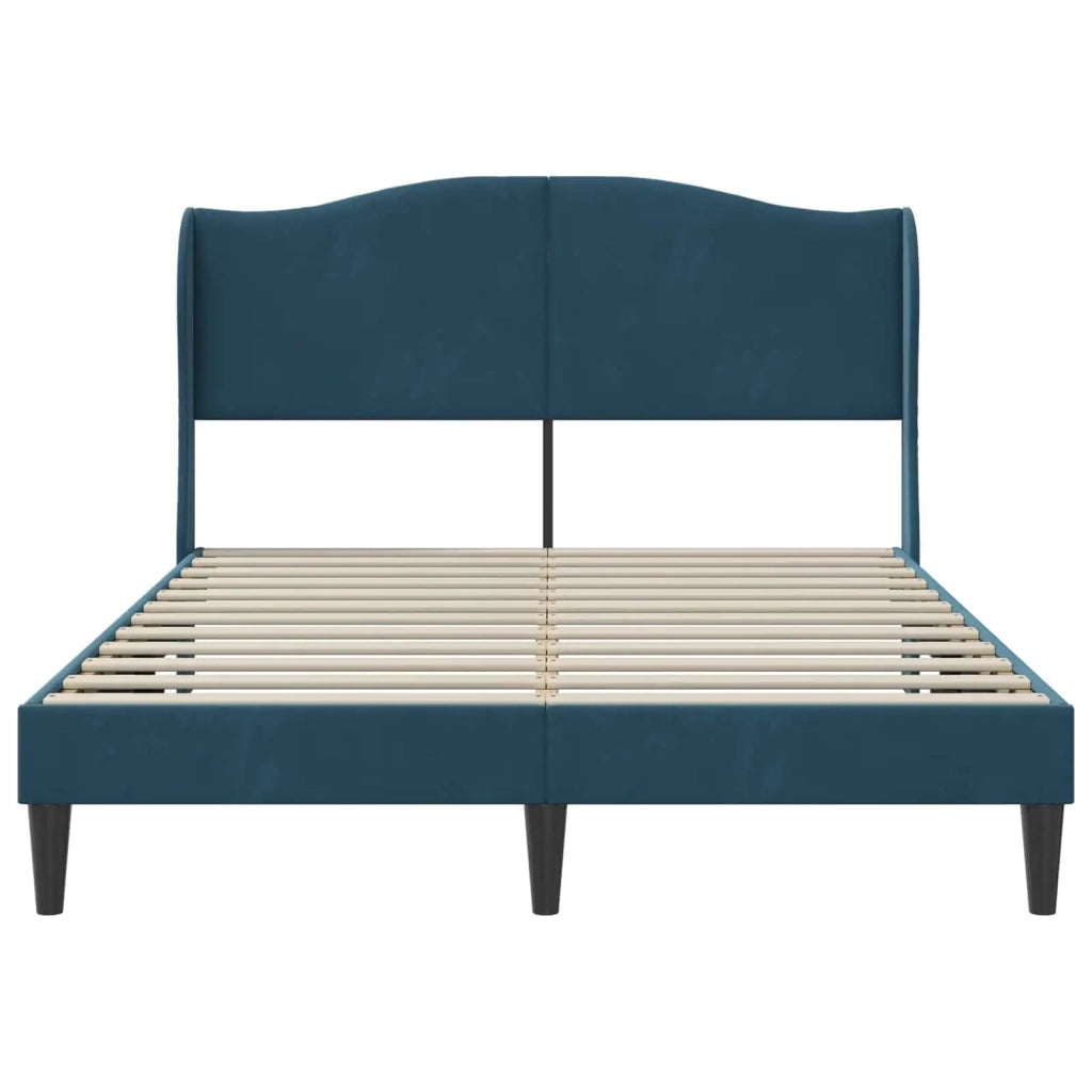 Letto matrimoniale | Letto per adulti | Struttura del letto con testiera Blu 120 x 190 cm Velluto