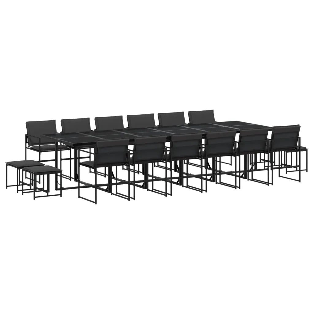 Set da Pranzo da Giardino 17 pz con Cuscini Nero in Textilene 3295087