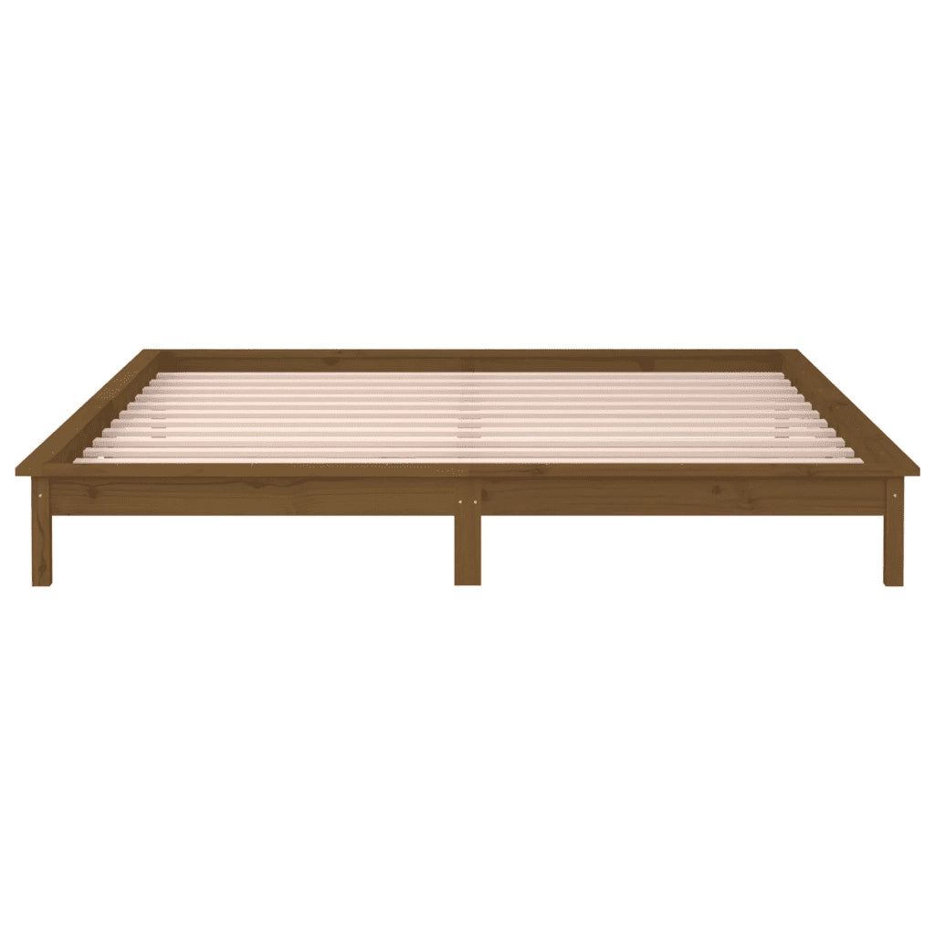 Letto matrimoniale | Letto per adulti | Giroletto con LED senza Materasso Ambra 140x190 Legno Massello