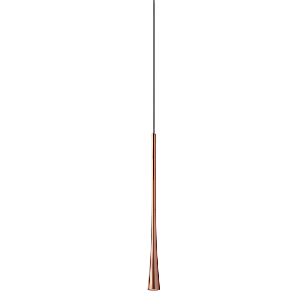 DAFNE SP/I - Lampada a Sospensione ad Incasso Singola 7W LED 3000K Fascio 38° Finitura Rame con Rosone Nero Satinato - Gealuce