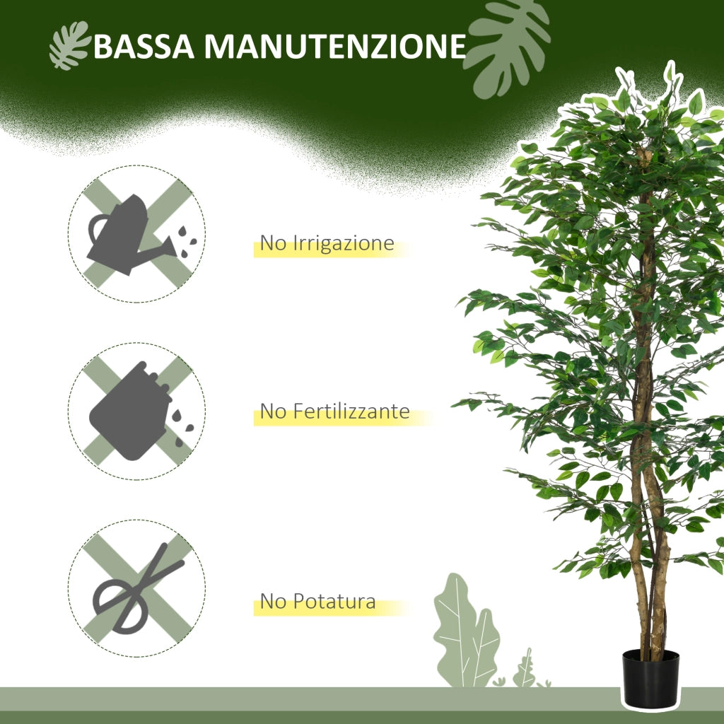 Pianta Ficus Artificiale ¨C Minimal ¨C Verde 180 cm Vaso Metallo