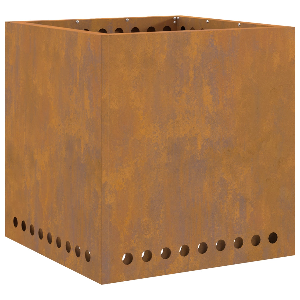 Braciere Senza Fumo Quadrato 48x48x50 cm Acciaio Invecchiato