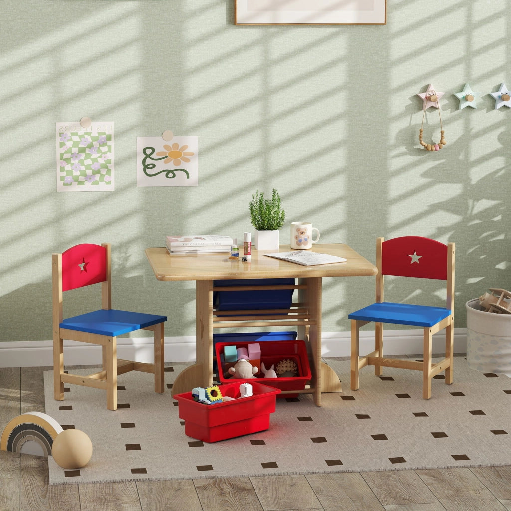 Tavolo con Sedie per Bambini ¨C Minimal ¨C Legno e PP, 4 Contenitori