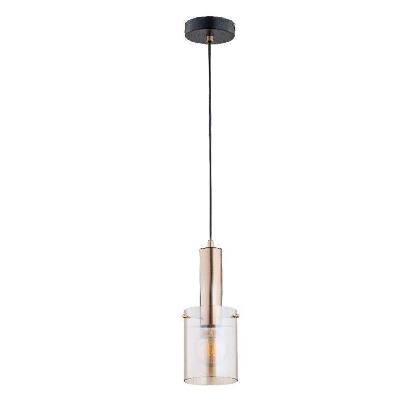 Lampada a sospensione Celia ottone/vetro E27 nera Ø15cm