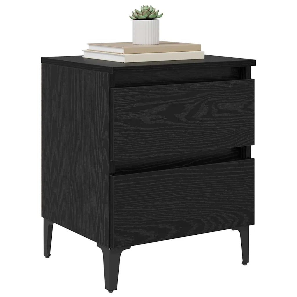 Set di 2 Comodini | Armadio da Notte | Mobiletto da notte Rovere nero 40 x 35 x 50 cm