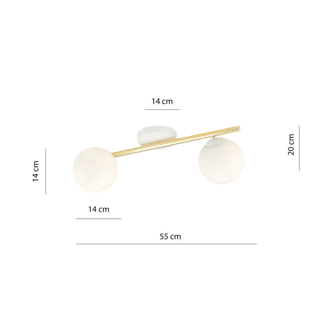 Plafoniera Emibig Splendi 2, 2xE14 ottone/bianco 55cm