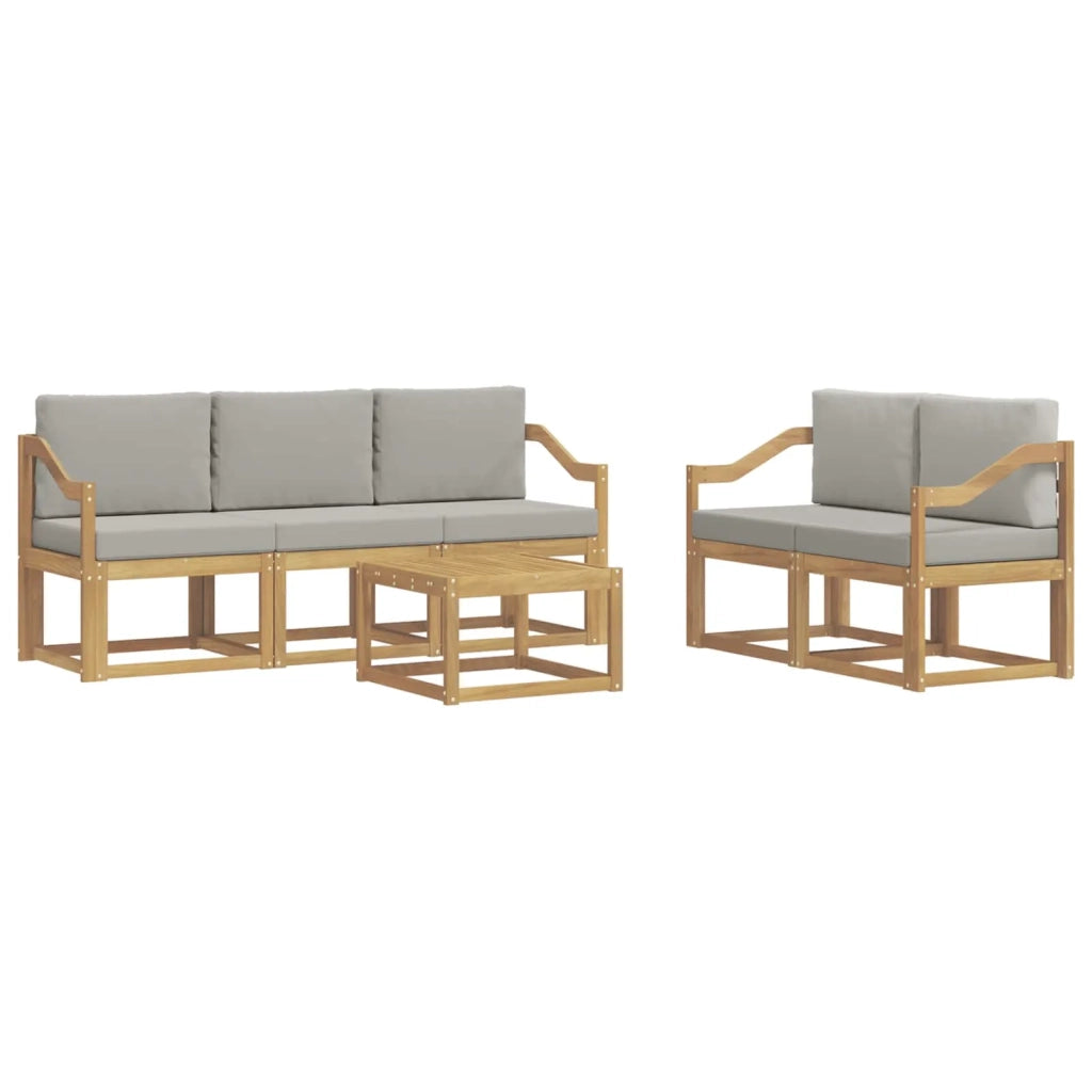 Set di divani da esterno 6 pz Bianco e Grigio Chiaro Poliestere 3387260