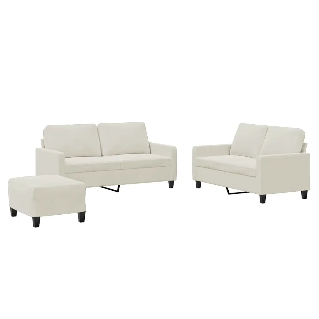 Set di Divani 3 pz con Cuscini Crema in Velluto 3201514