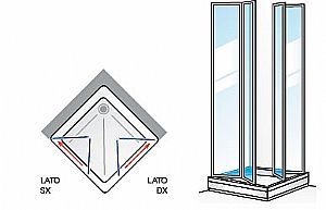 Box Doccia Angolare 2 lati a Scomparsa in Acrilico Telaio Alluminio Bianco Senza Guide - Misura: 70 x 70 x h100