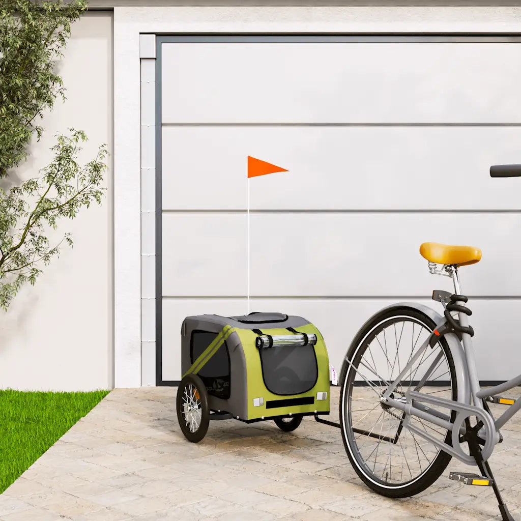 Rimorchio da Bici per Animali Verde e Grigio Oxford e Ferro 93878