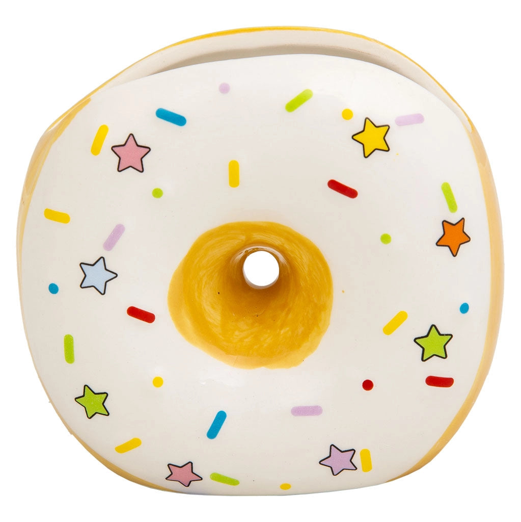 Portapenne a ciambella in ceramica bianca 11x6,5x11h