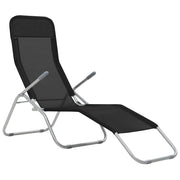 Lettini Prendisole Pieghevoli 2 pz in Textilene Nero 44338