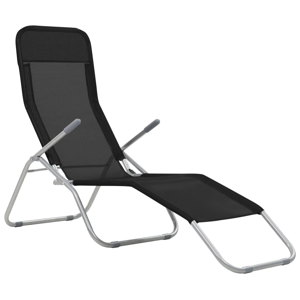 Lettini Prendisole Pieghevoli 2 pz in Textilene Nero 44338
