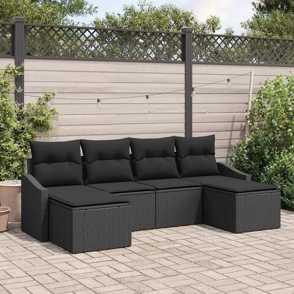 Set da Pranzo per Giardino con cuscino 6 pcs Nero
