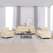 Set di Divani 3 pz con Cuscini Crema in Tessuto 3202056