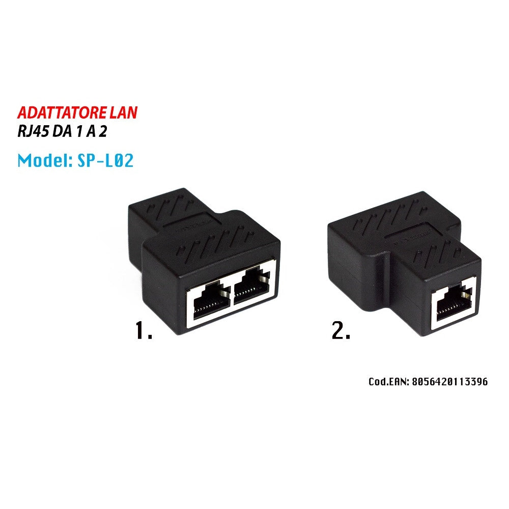 Trade Shop - Adattatore Rj45 Splitter Convertitore Lan Da 1 A 2 Porte Doppio Maxtech Sp-l02 -