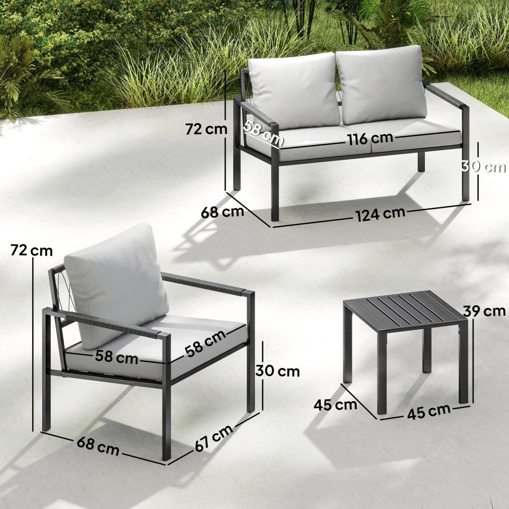 Set Divano Esterno 4 Posti con Tavolino ¨C Minimal ¨C Grigio Chiaro