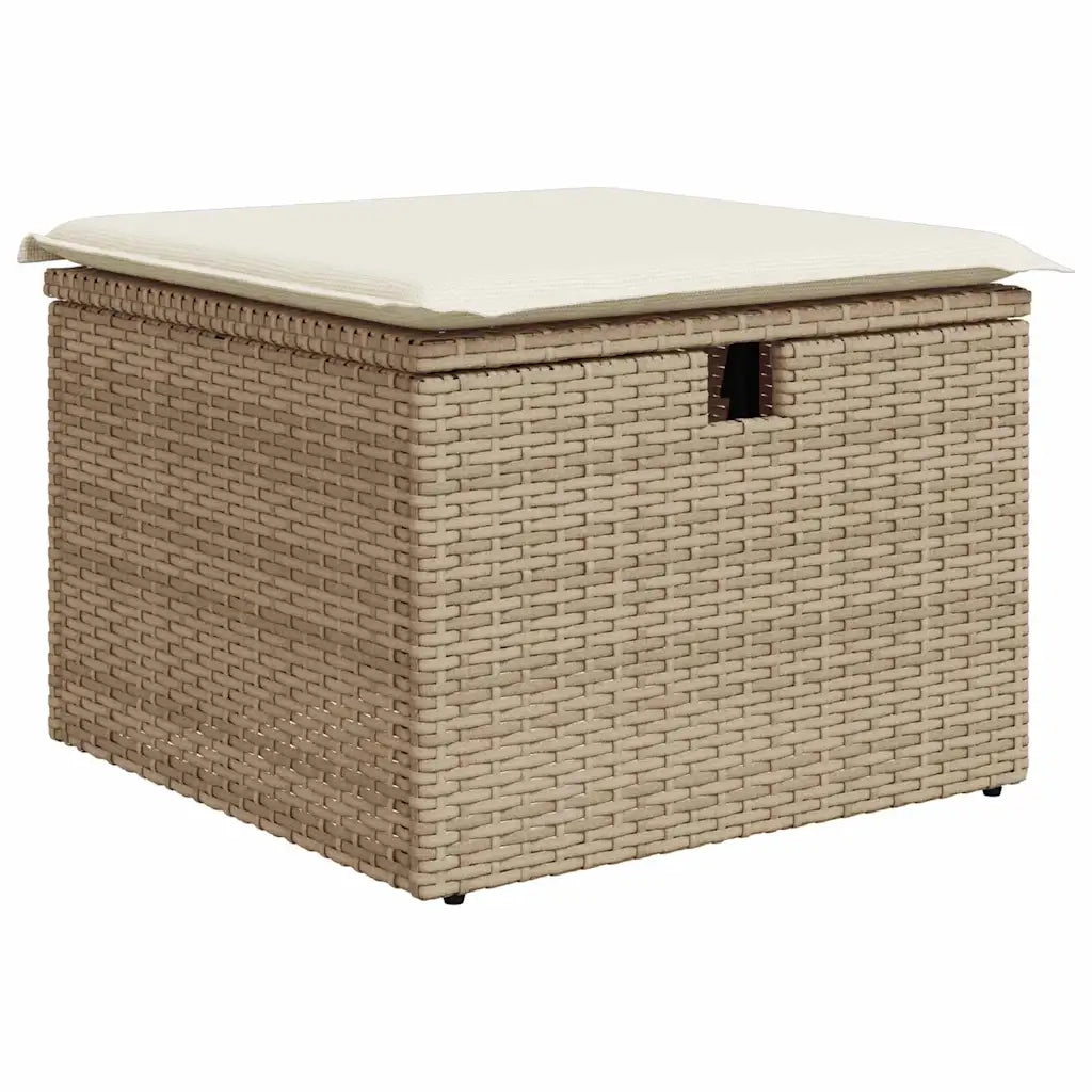 Set Divano da Giardino con cuscino 7 pcs Beige Poly Rattan