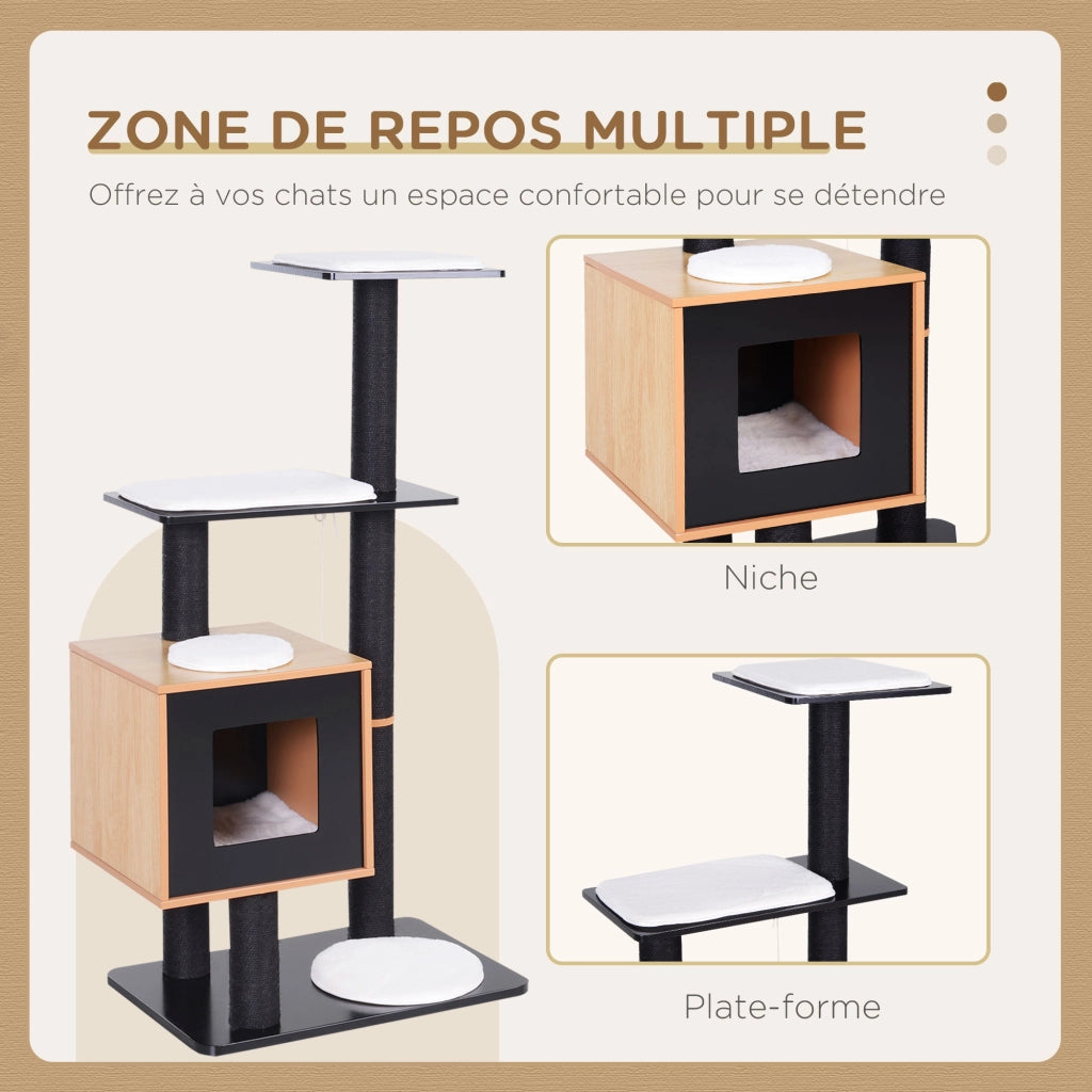 Albero per gatti con piattaforme e grattatoi ¨C Minimal ¨C 71.5x49.5x120 cm MDF nero