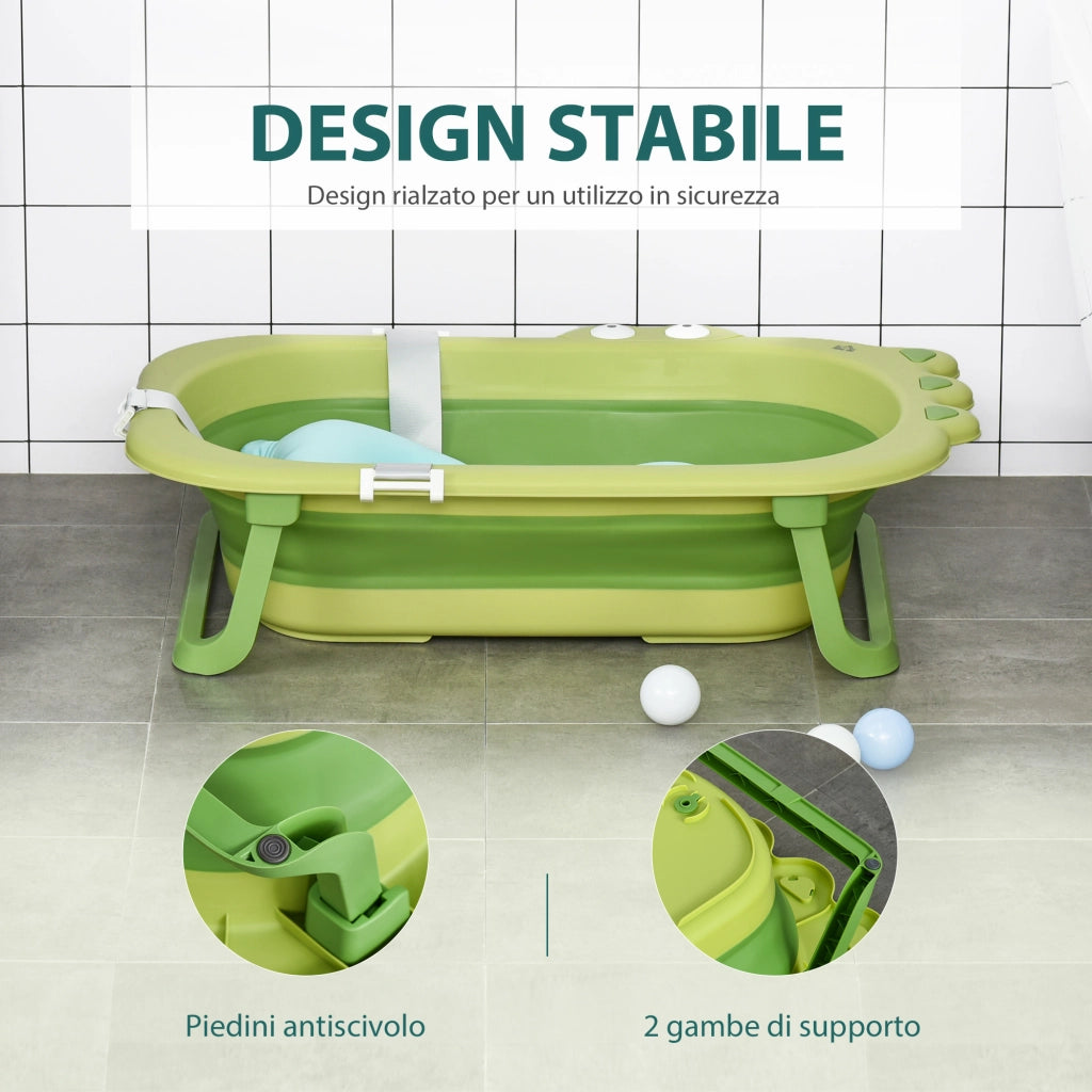 Vasca da Bagno Pieghevole per Neonati ¨C Minimal ¨C Verde, 80x53.9x20.8cm