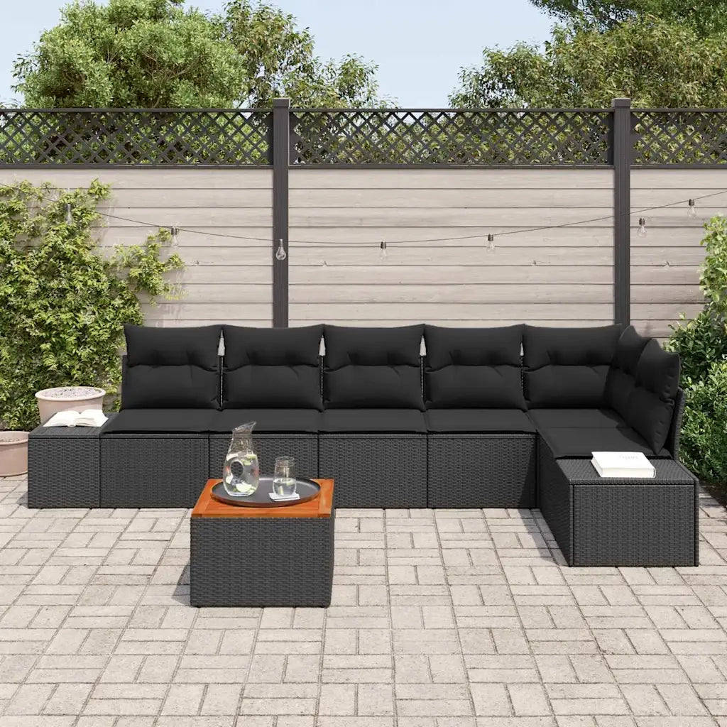 Set Divano da Giardino con archiviazione 7 pcs Nero polyrattan 3356637