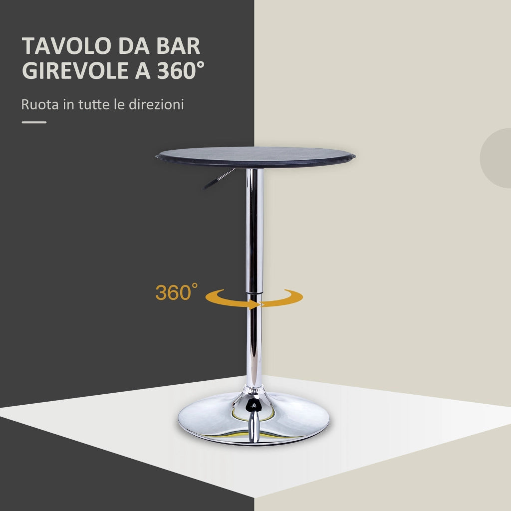 Tavolino da Bar Rotondo Girevole e Regolabile in Altezza (67-93cm)