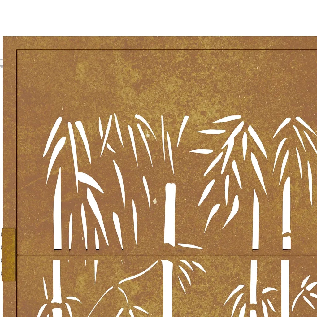 Cancello da giardino 100x75 cm in acciaio Corten e design in bambù 153184