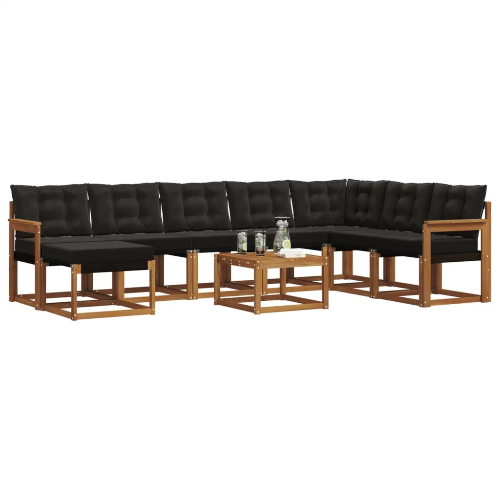 Set di divani da esterno con cuscino 9 pcs Naturale e Nero 3368971