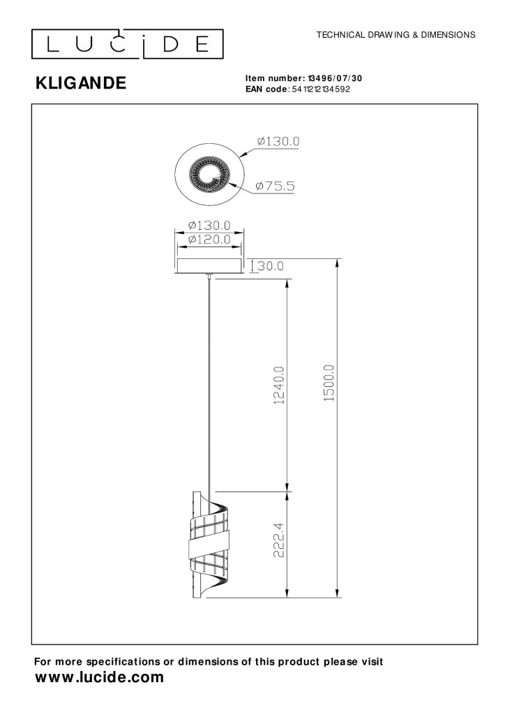 Lampada sospensione glamour vetro nero Kligande LED 7W