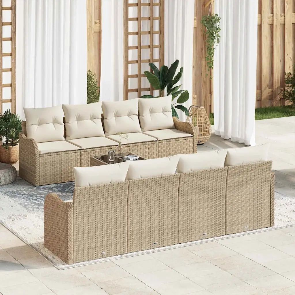 Set Divano da Giardino con cuscino 9 pcs Beige e Crema 3354300