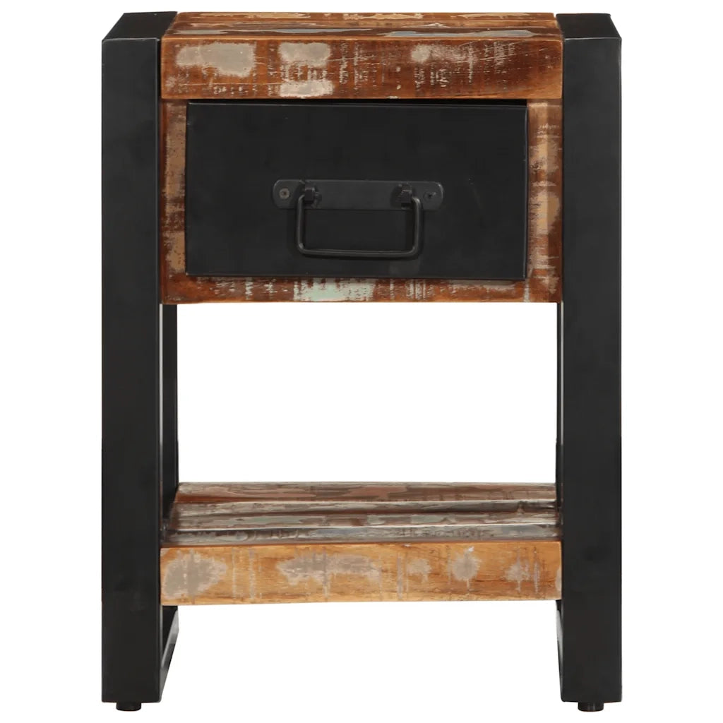 Set di 2 Comodini | Armadio da Notte | Mobiletto da notte Multicolore in Legno Massello di Mango Grezzo