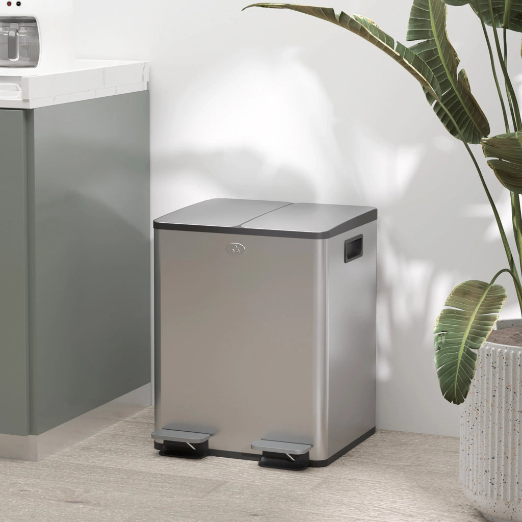 Bidone per rifiuti cucina doppio ¨C zephmum ¨C 2x20L, coperchi soft close