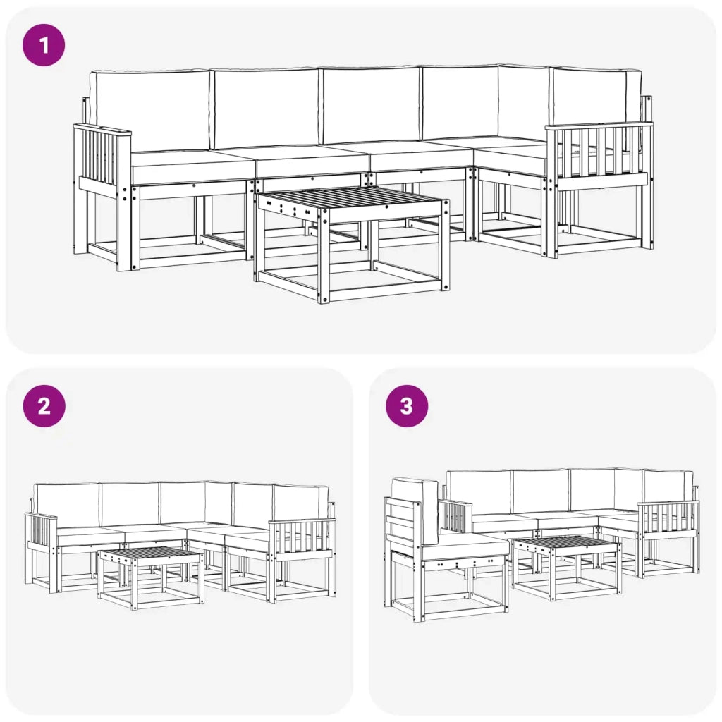 Set di divani da esterno 6 pz Bianco e Beige 3389499