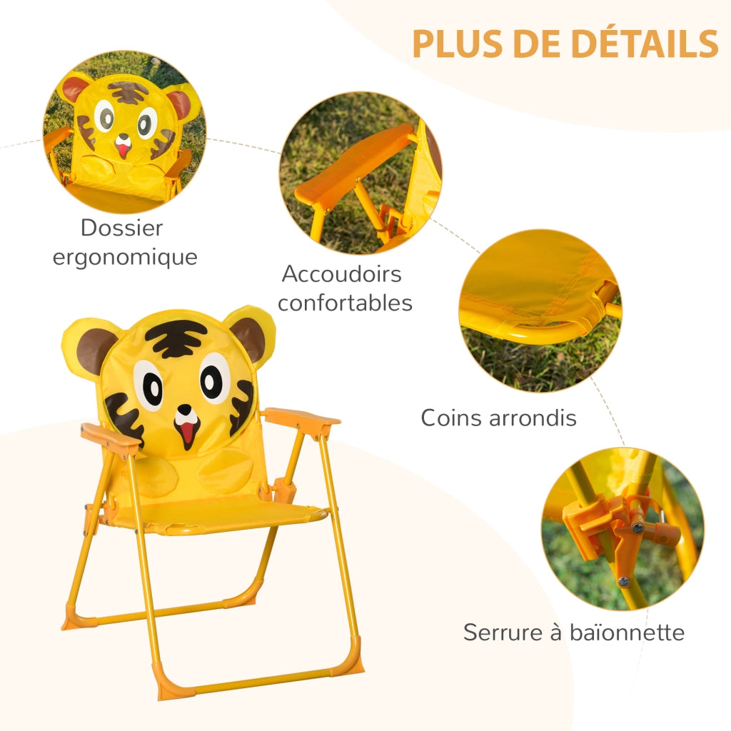 Set tavolo e sedie da giardino per bambini ¨C Zephmum ¨C giallo, metallo, pieghevole