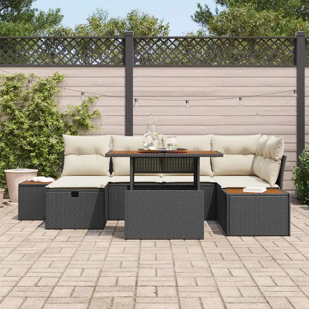 Set Divano da Giardino 7 pcs Nero polyrattan 3361409