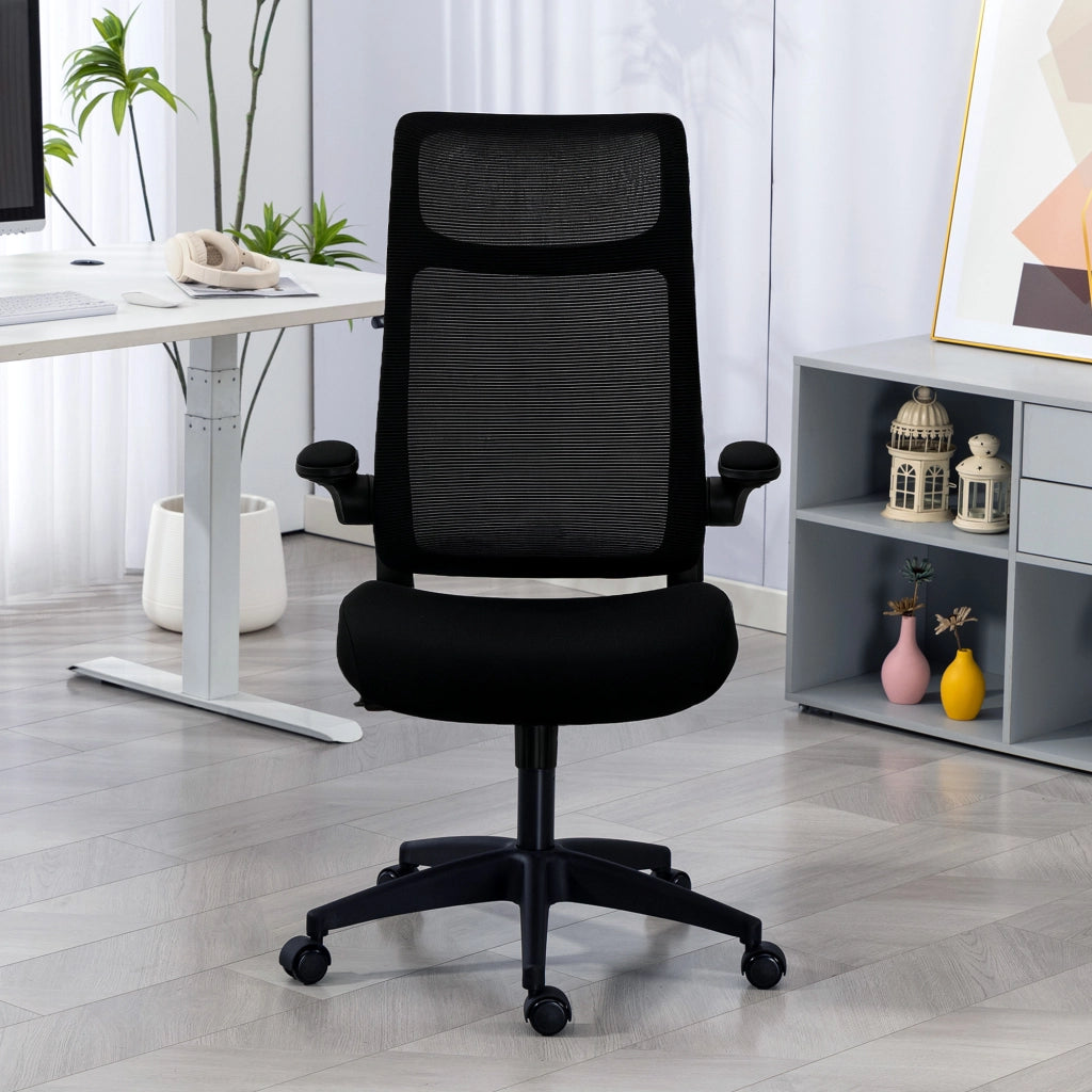 Sedia da Ufficio Ergonomica Girevole in Maglia con Supporto Lombare e Braccioli Regolabili ¨C Minimal ¨C Nero