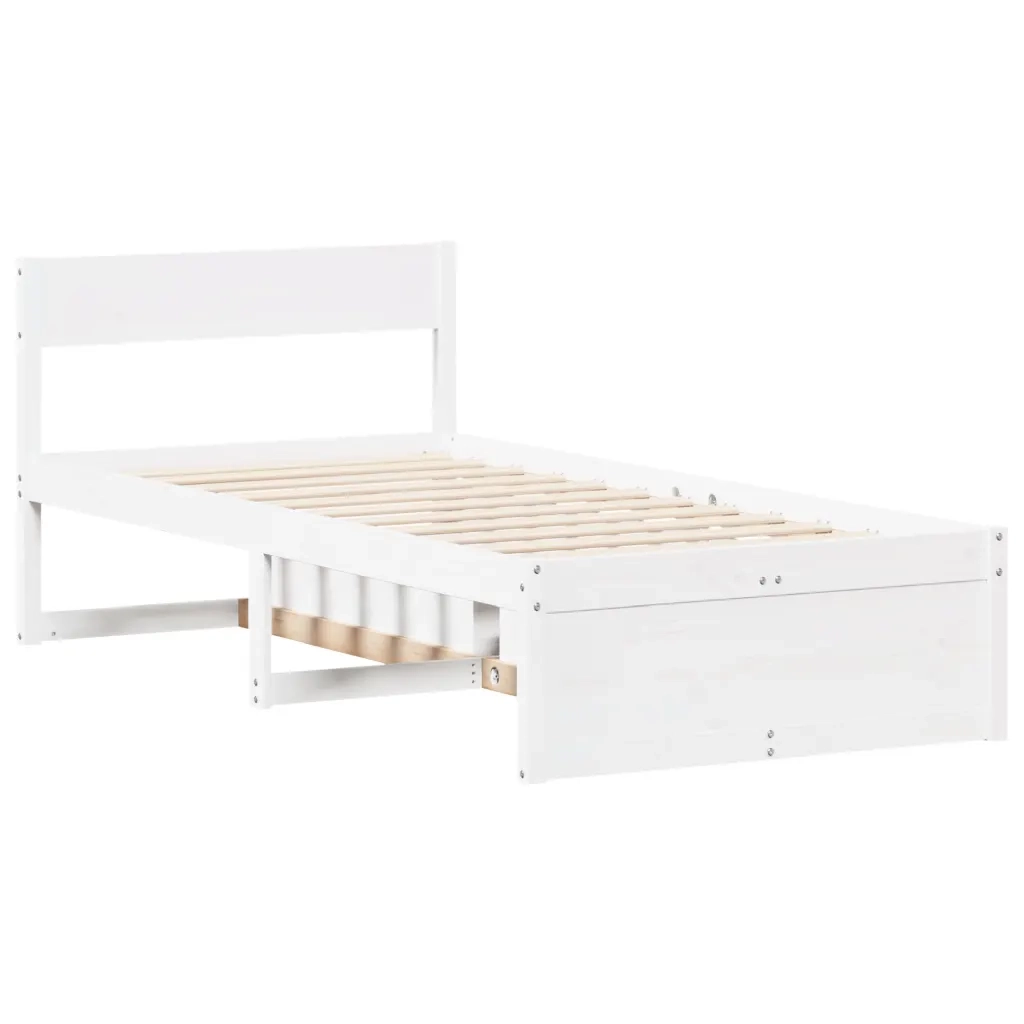 Letto senza Materasso-Struttura Letto Bianco 75x190 in Legno Massello di Pino 962363