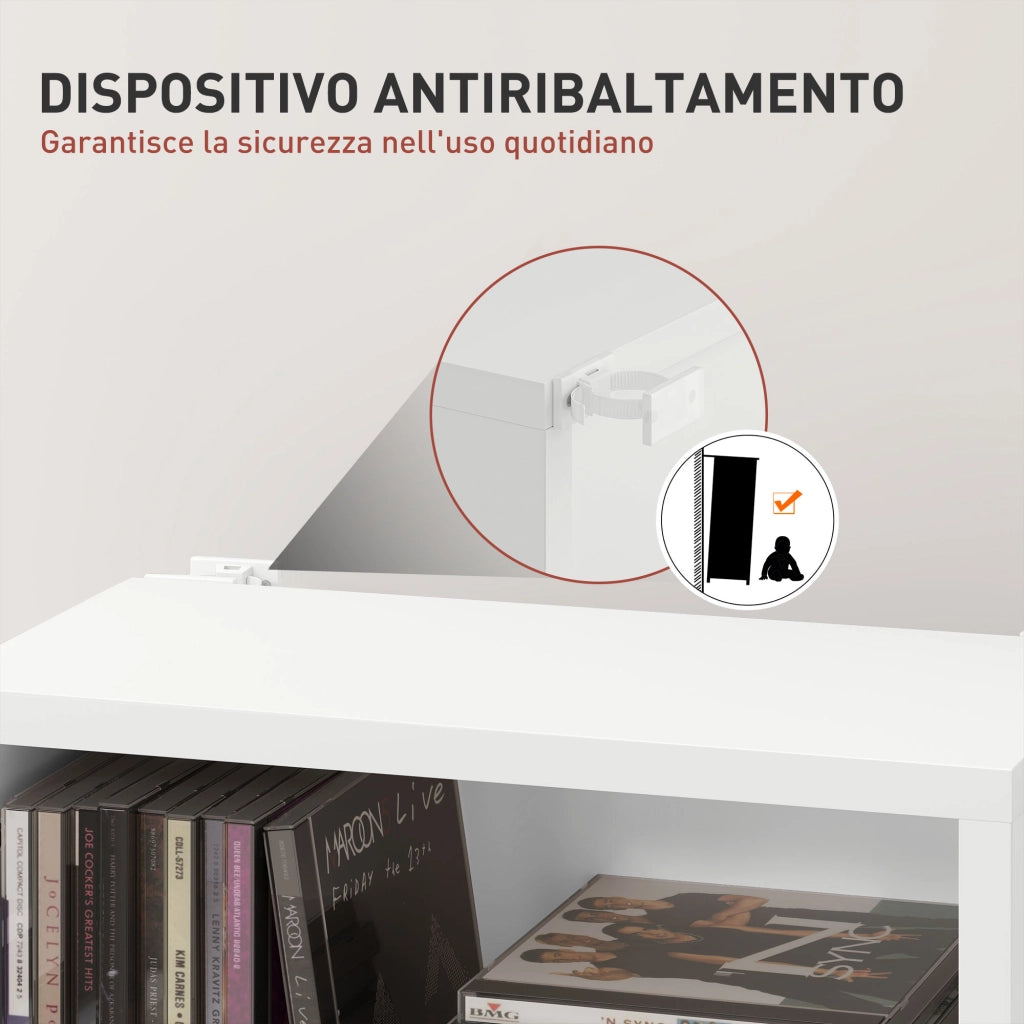 Scaffale per CD e DVD con 6 Ripiani Regolabili ¨C Minimal ¨C Bianco 33x24x140 cm