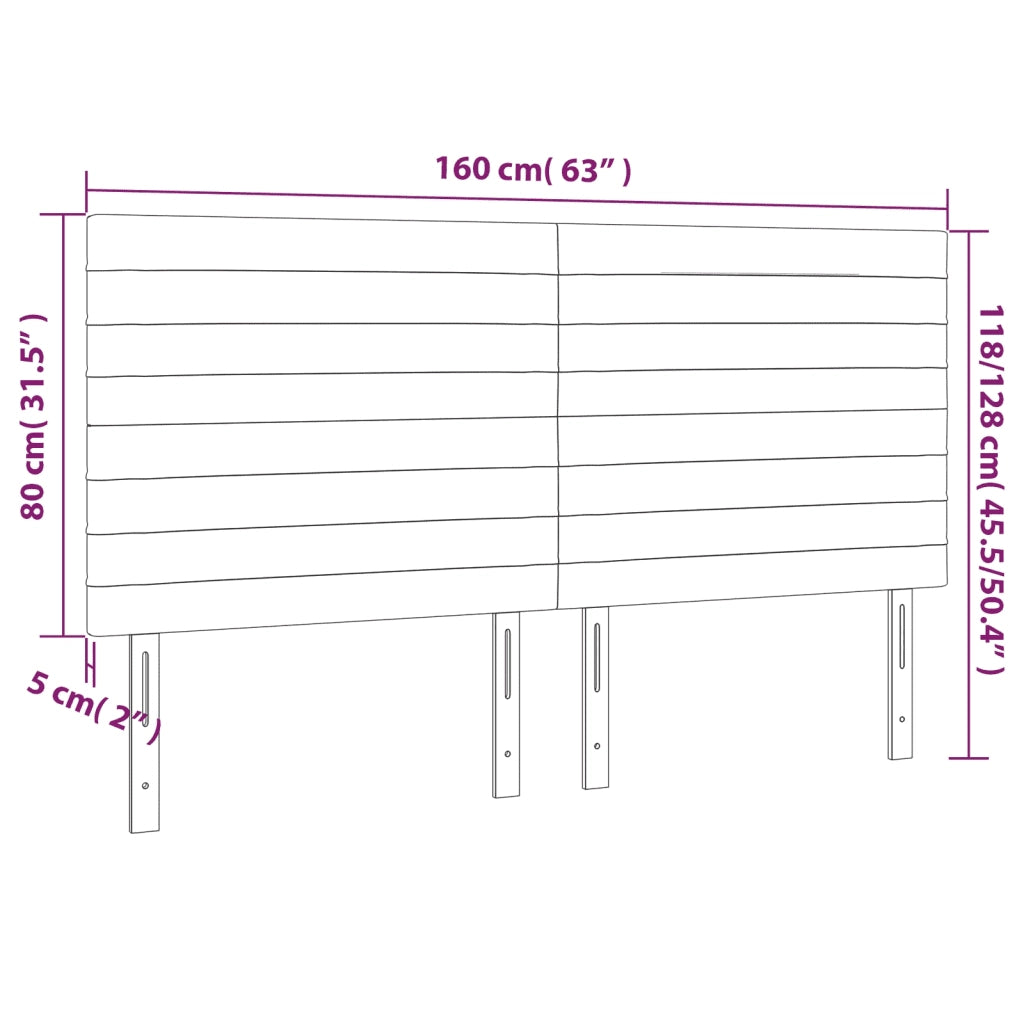 Testiera | Testata Rosa 160x5x118/128 cm Velluto