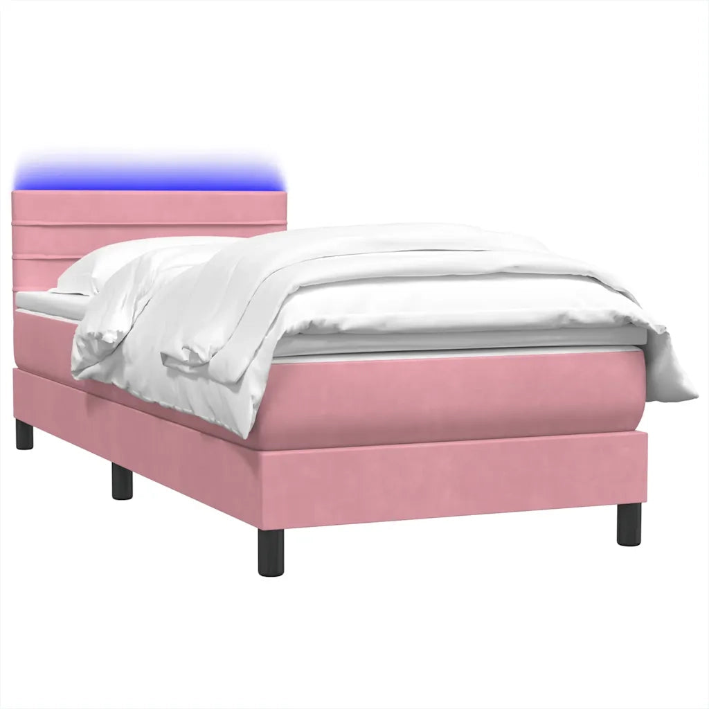Letto a Molle con Materasso e LED Rosa 90x210 cm Velluto 3316964