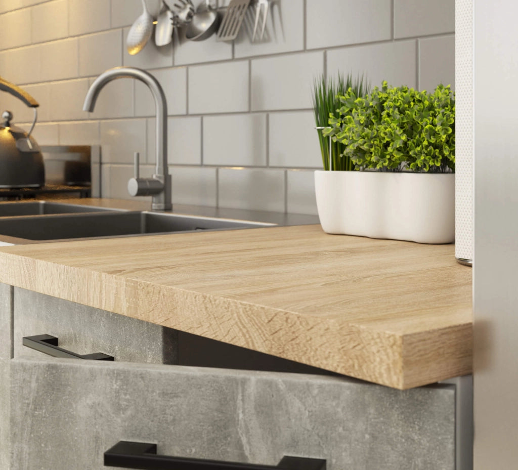 AKORD Set di Mobili da Cucina OLIWIA 180 cm Cemento 180 cm 7 porte 1 cassetto 180x46x203 cm