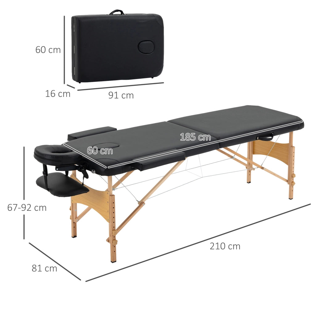 Lettino da Massaggio Pieghevole ¨C Xylo ¨C Legno 2 Zone Nero