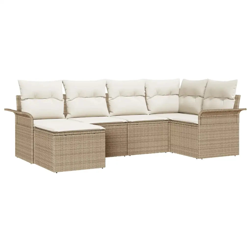 Set Divano da Giardino con cuscino 6 pcs Beige polyrattan 3345431