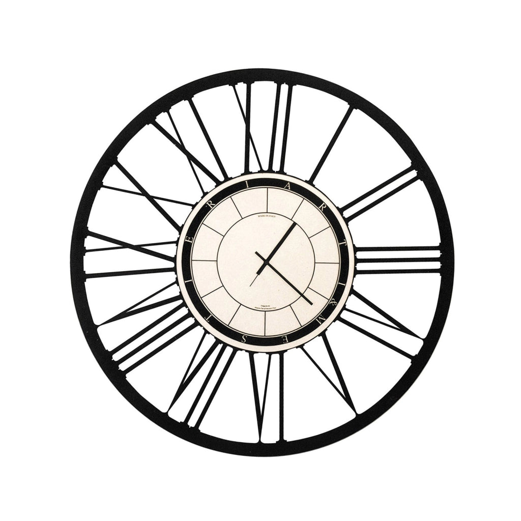Orologio da parete di design numeri romani Nero