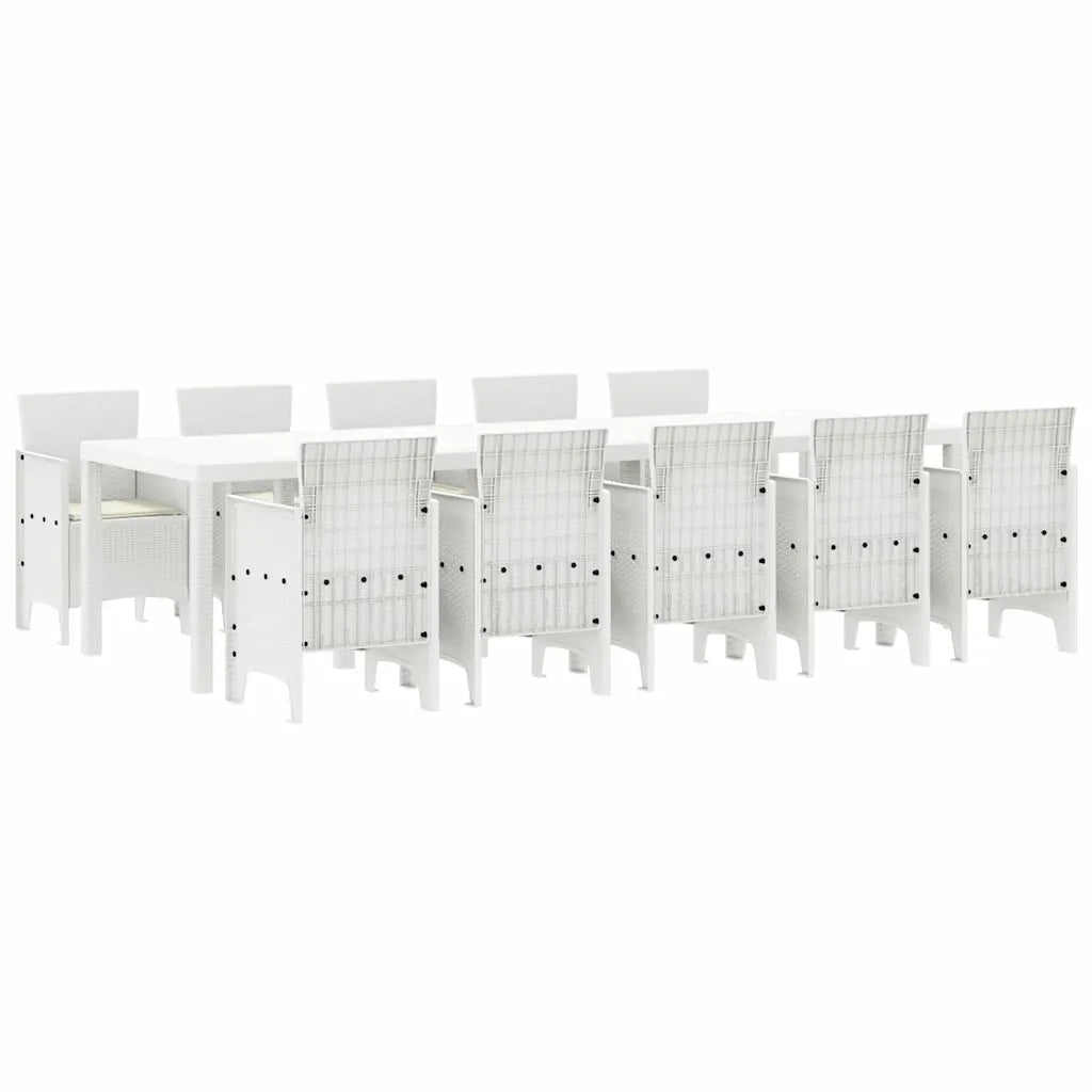 Set da Pranzo per Giardino con cuscino 11 pcs Bianco 3378766