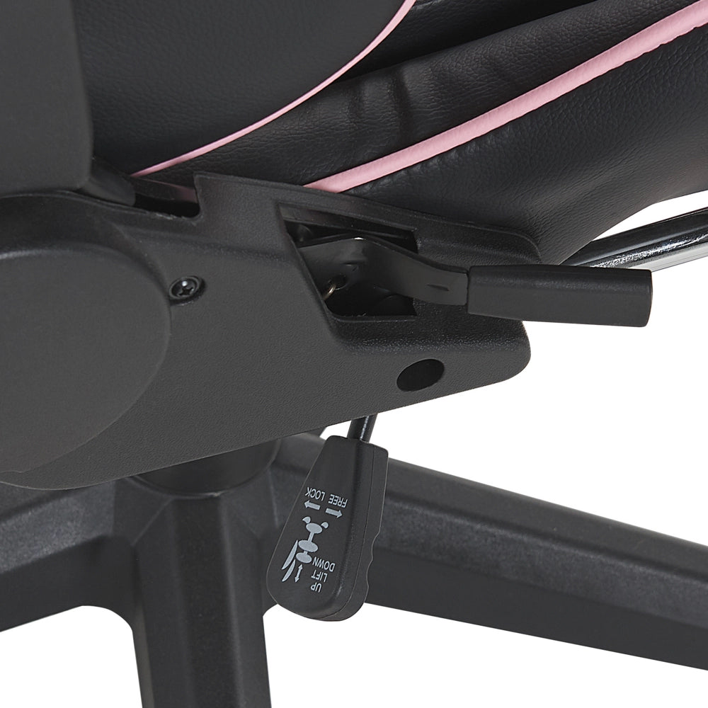 Sedia da gaming Nero Rosa Ecopelle 126 - 136 cm Braccioli Girevoli Regolabili e Poggiapiedi Regolabili in Altezza Moderna