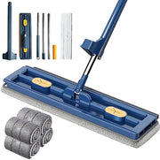Mop per Pavimenti Grandi - 360° Rotativo - Facile da Svuotare - Blu - Mop a Microfibra - Per Uso Domestico - Incluso 4 Pannelli di Mop