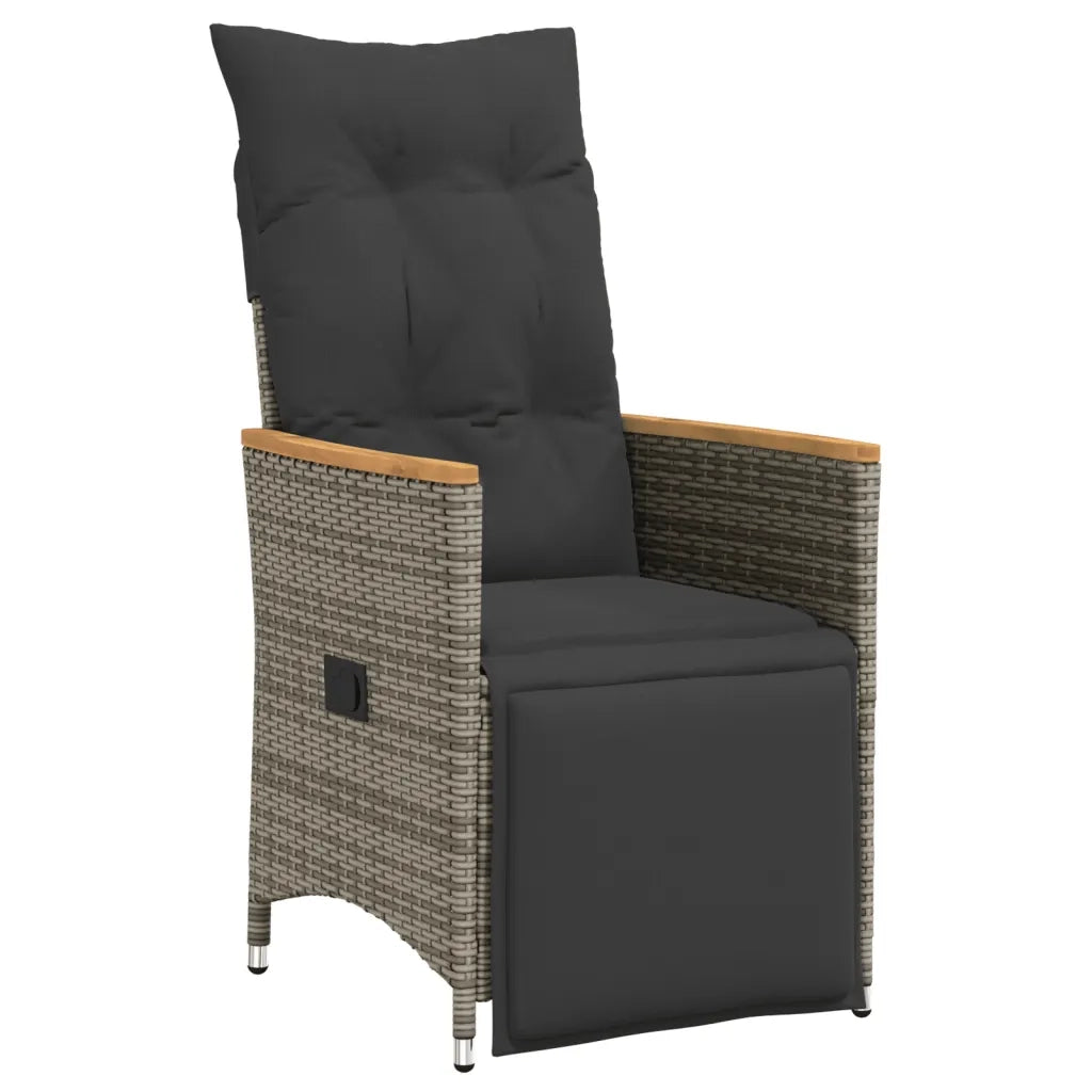 Set Bistrò da Giardino 9 pz con Cuscini in Polyrattan Grigio 3276974
