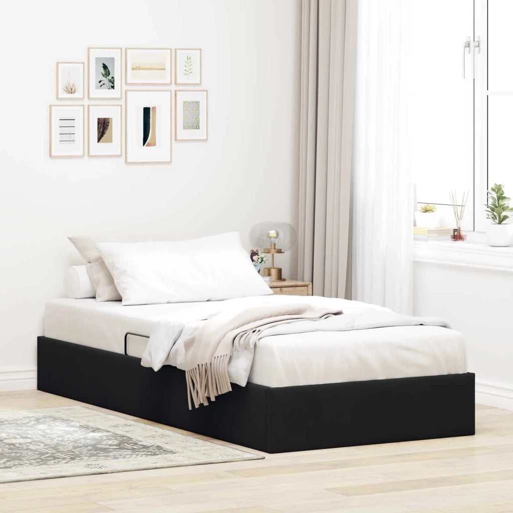 Letto ottomano con archiviazione Nero 90 x 200 cm Velluto 3442858